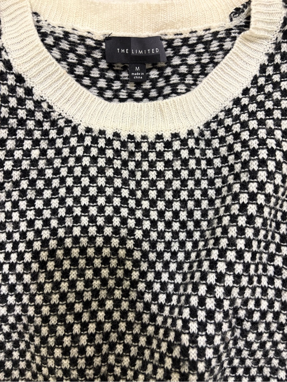 The Limited Cream & Black Textured Knit Women's Sweater
